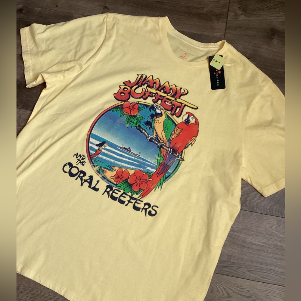 Margaritaville Tee Shirt Jimmy Buffett and the Coral Reefers Yellow NWT X-Large